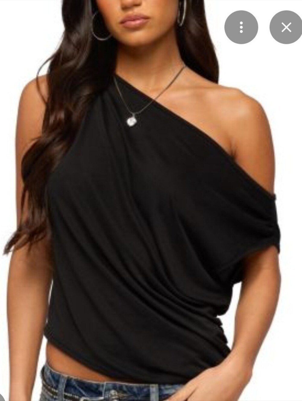 Edikted Black Drapey Asymmetrical Blouse Top
